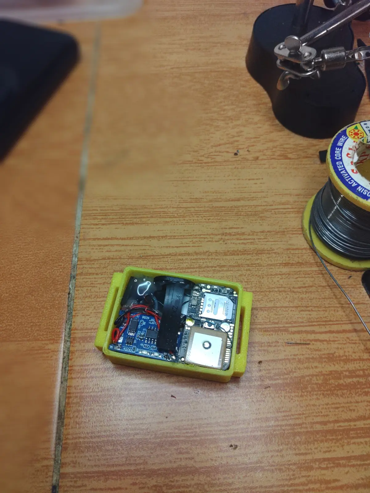 GPS tracker electronics on a table