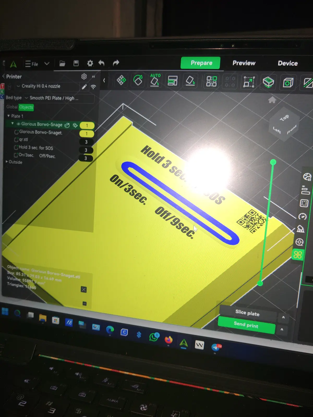 Slicing a 3D model before printing